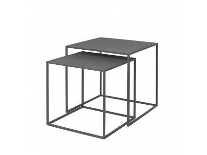 set 2 stolků šedivě ocelových FERA BLOMUS