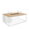Stůl s plynovým ohništěm Cosiloft 120 bílý rám / deska teak