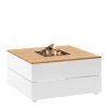 Stůl s plynovým ohništěm Cosipure 100 bílý rám / deska teak