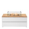 Stůl s plynovým ohništěm Cosipure 120 bílý rám / deska teak