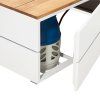 Stůl s plynovým ohništěm Cosipure 120 bílý rám / deska teak