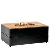 Stůl s plynovým ohništěm Cosipure 120 černý rám / deska teak